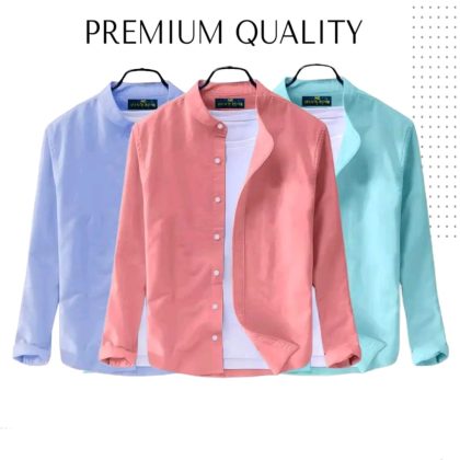 Band Collar Casual Cotton Shirt